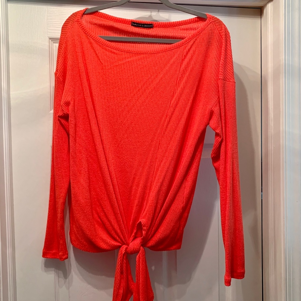 Orange sweater with tie in front